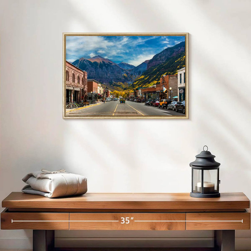 Petite ville de Telluride, 19 po x 13 po, Cadre flottant en bois naturel