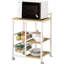 Rectangular Natural Brown And White Kitchen Cart, Shelf For Appliances, Storage With Shelves Wire , 4 Movable Object Part Piece Unit