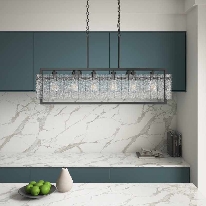 Lustre suspendu 6 lumières en verre industriel à intensité variable