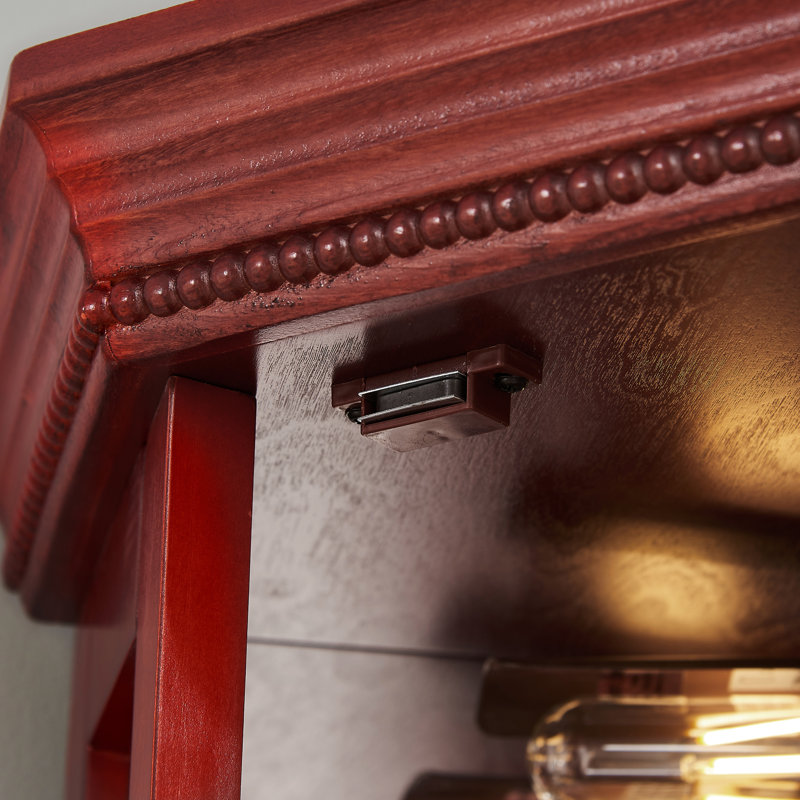 Magnifique agencement de tablette en cerisier avec porte vitrée et panneaux d'armoire réglables, Cerisier