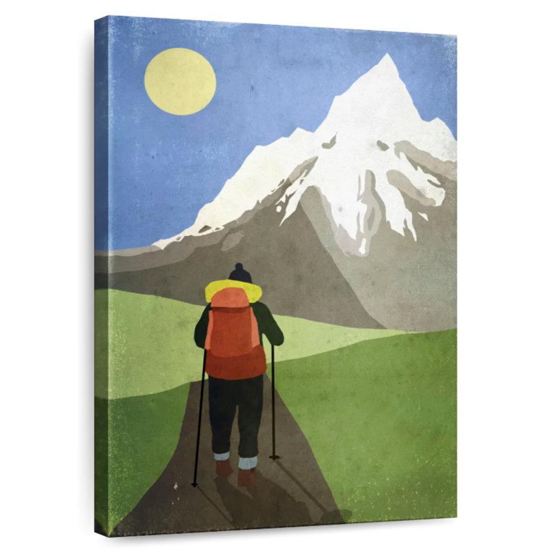 Senne Hiking To Snowcapped Mountain, 24" H x 16" W