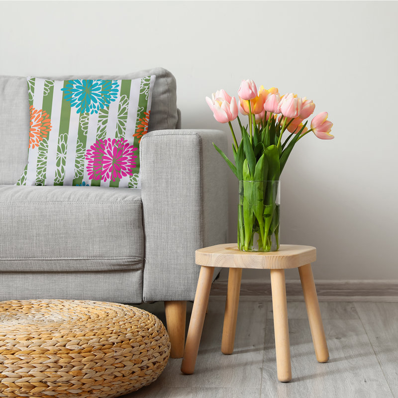 Coussin Flower Bursts, 20 po x 20 po, Vert
