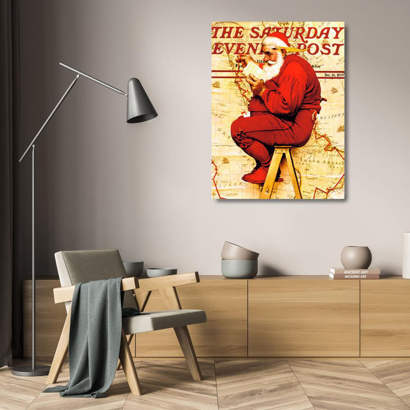 Santa At the Map, 24" H x 18" W