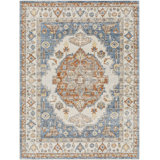 Oriental Machine Woven Polyester Area Rug in Blue