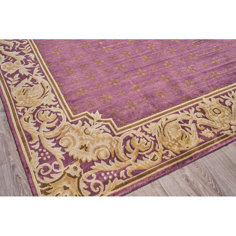 Hand-Knotted Red and Gold Wool 9' x 12' Area Rug
