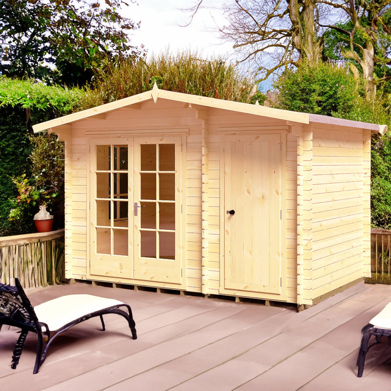 Bourne 12 ft x 8 ft 28mm Log Cabin with side shed