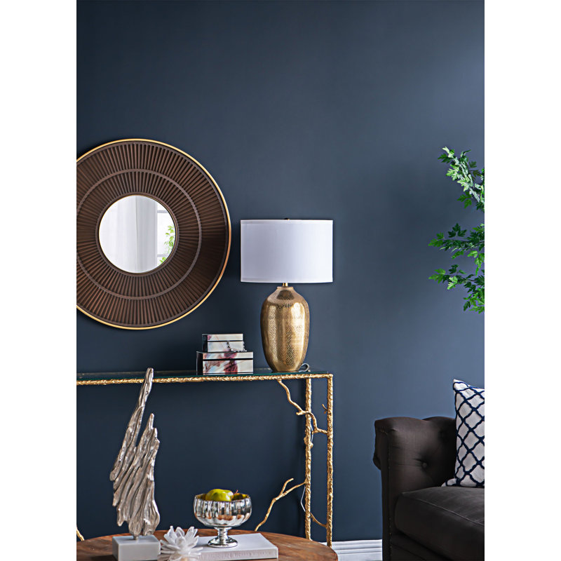 Round Aluminum Table Lamp With Fabric Shade