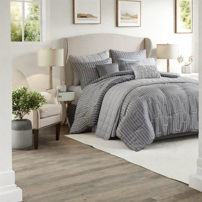 Ensemble de literie de luxe très grand, jacquard en polyester, élégance moderne pour la maison