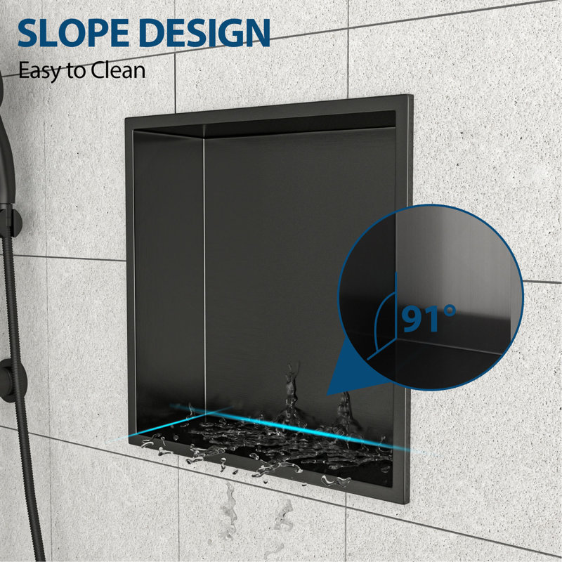 Stainless Steel Shower Niche, Gunmetal Black, Gunmetal Black