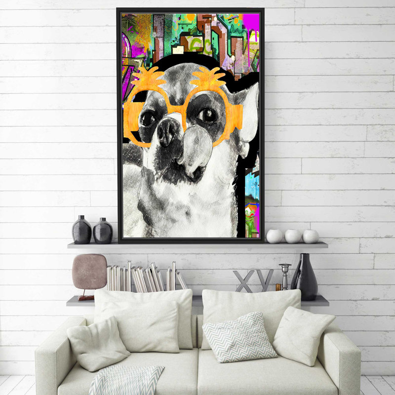 Chihuahua (vertical) par By Jodi - impression, Cadre flottant noir, H 43,5 po x l 27,5 po x P 2 po