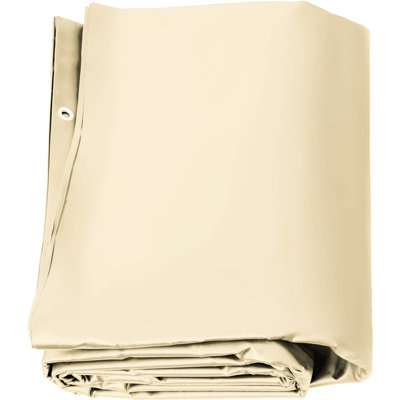 Housse de sécurité pour piscine pour piscines creusées rectangulaires de 12 pi x 25 pi, conception en filet avec trous de drainage, housse durable en PVC pour l'hiver, beige