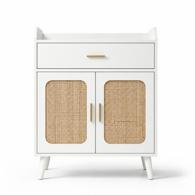 Versatile Farmhouse Kitchen Storage Cabinet Sideboard Buffet with 1 Drawer & 2 Doors, Freestanding Storage Cabinet with Solid Wood Feet for Kitchen, D