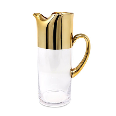 Glass Pitcher with Gold Handle and Top