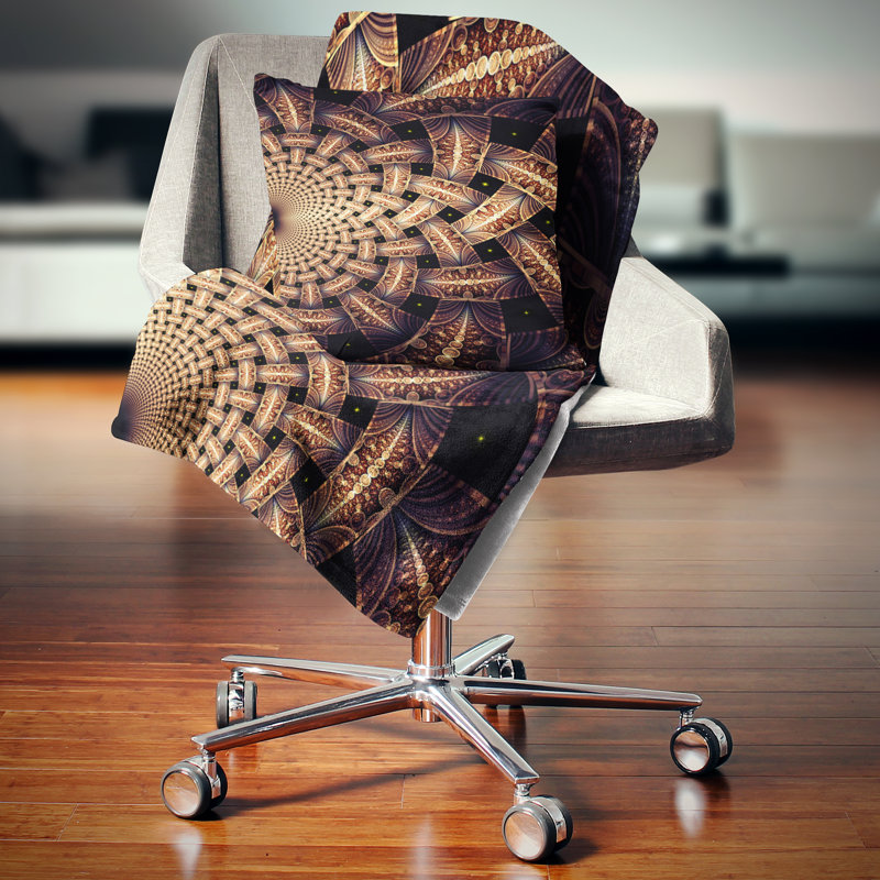 Oreiller à motif floral fractal, 16 po x 1 po, Coussin décoratif