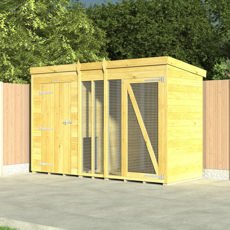 Dog Kennel and Run Full Height, 201cm H x 302cm W x 178cm D