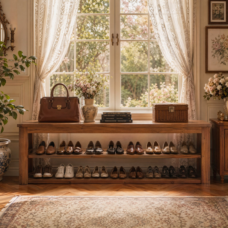 Banc en bois avec rangement pour chaussures