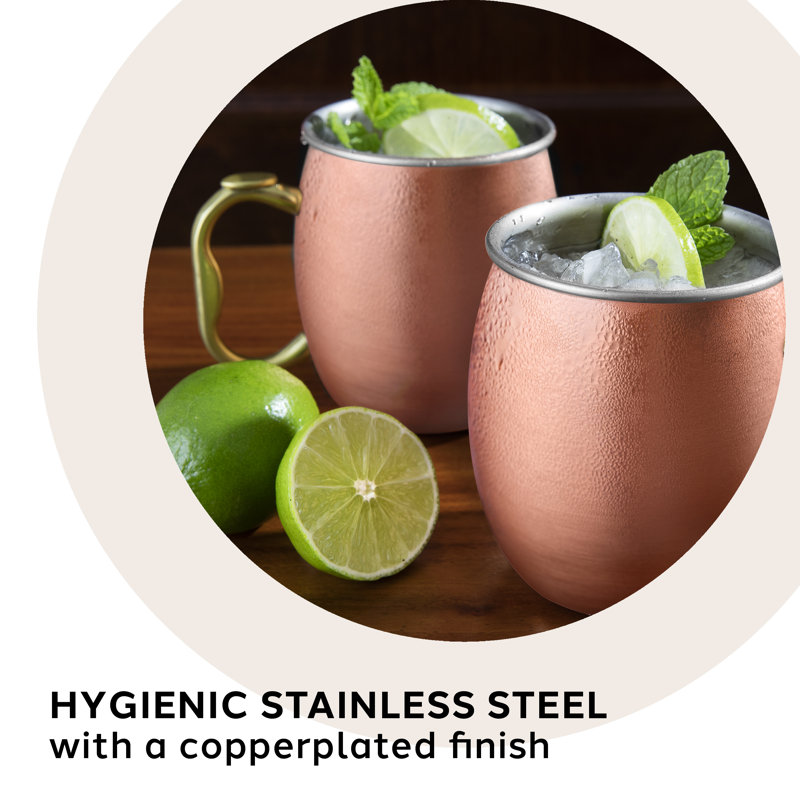 Copper Plated 20oz Moscow Mule Mugs with Brass Handles - Set of 2