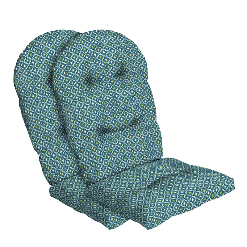 Alana Tile Blue and Green Polyester Adirondack Chair Cushions, Set of 2