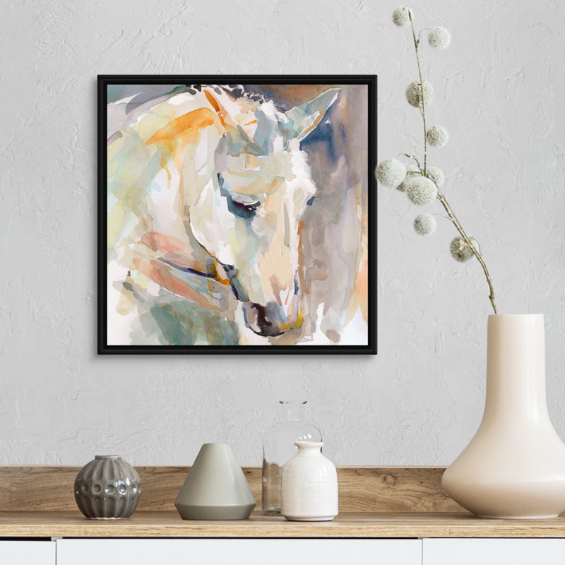 " Beautiful Contemplation " Painting Print, Black Floater Framed, 17.7" H x 17.7" W x 1.75" D