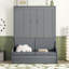 Grand lit escamotable mural avec coussin, gris-316457256