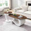 Ensemble de 2 tables basses gigognes blanches, orales et rondes, table de salon, grande 47,24 po, petite 19,69 po-1842879318