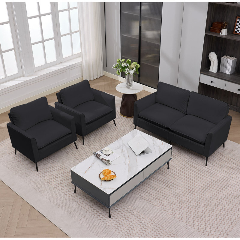 Fauteuil d'appoint en cuir noir avec patte de chat, canapé simple rembourré luxueux rétro de couleur nordique, causeuse décontractée pour le balcon du salon et la chambre à coucher