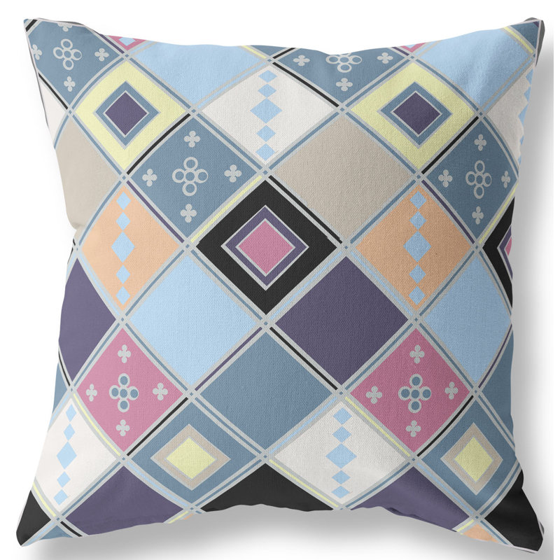  Housse et insert de coussin extérieur d'extérieur, 26 po x 26 po, Bleu/mauve
