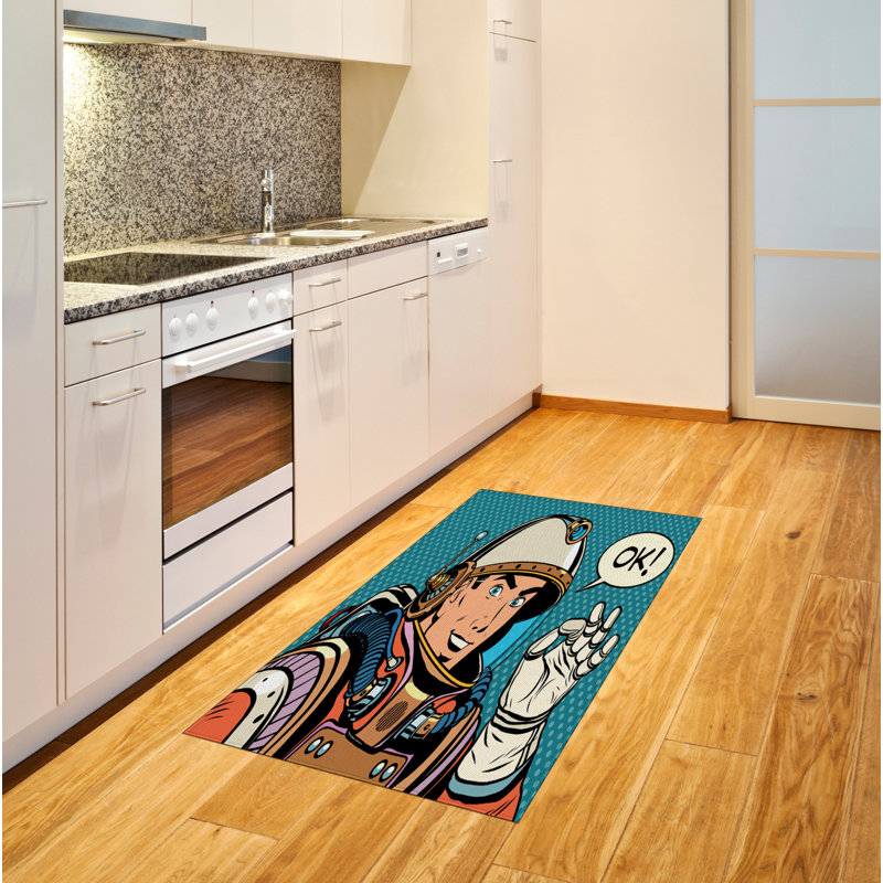 Tapis décoratif à longues fibres en polyester à haute densité Astronaut, Rectangle 2 pi 7 po x 5 pi