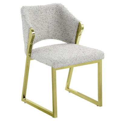 Galdesa Teddy Sherpa & Mirrored Gold Finish Side Chair Set, Comfortable And Stylish Seating For Any Room