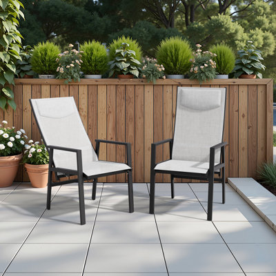 High-Back Aluminum Patio Outdoor Chair with Gas-Powered Recline & Quick-Dry Headrest by George Oliver