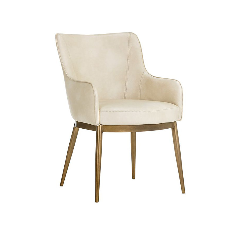 Irongate Upholstered Arm Chair, Gold, Cream Performance Basketweave