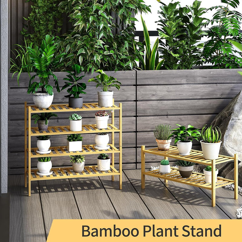 Range-chaussures à 4 niveaux en bambou - Rangement robuste et empilable
