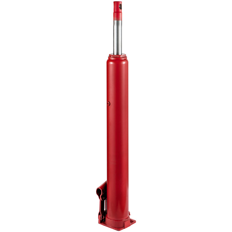 Hydraulic Long Ram Jack, 25" x 5.5" x 4.7", Steel, 1 Piece, Long Ram Jack with Flat Base, Red, 4 Tonne 8818 lbs Capacity with Single Piston Pump