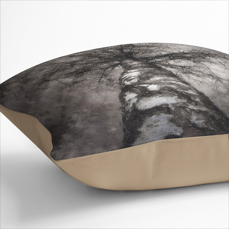 Birch Tree Painting Scatter Cushion, 55cm H x 55cm W x 20cm D, Stone