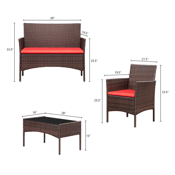 Zipcode Design™ Don 4 - Person Outdoor Seating Group with Cushions &  Reviews