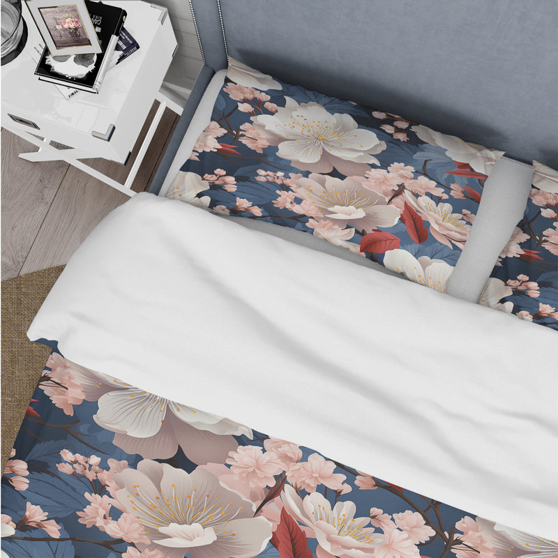 Ensemble de housse de couette Serene Floral, Housse de couette simple + 1 taie décorative stan