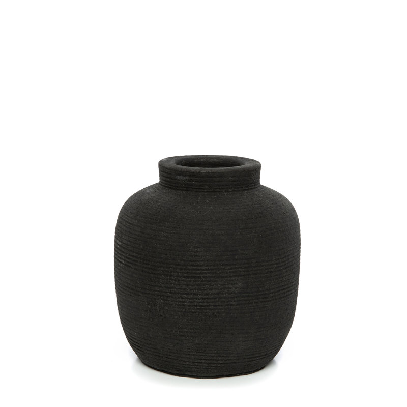 Rodelfo Terracotta Table Vase, 14cm H x 13cm W x 13cm D, Black