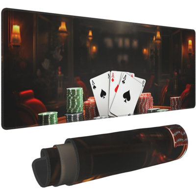 Tapis de souris XXL pour tournois de poker, avec bords cousus, antidérapant et long, idéal pour le clavier, le bureau, les jeux et le travail à domicile. Dimensions : 40 x 90 cm (15,7 x 35,54 pouces).