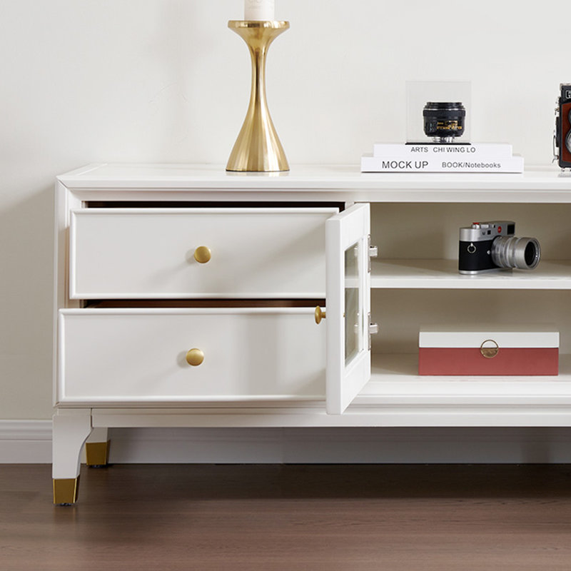 Meuble télé simple style buis blanc, L 79 po