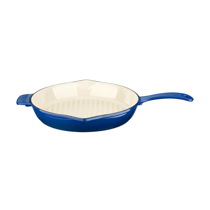 Poêle en fonte émaillée 11 pouces avec becs verseurs Lava Series, Bleu