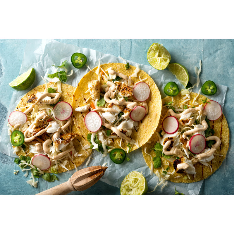 Grilled Fish Tacos - Wrapped Canvas Print, 30cm H x 46cm W x 3.8cm D