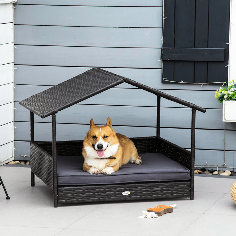 Niche pour chien grise, coussin confortable pour lit de chien moyen et petit avec une utilisation idéale à l'extérieur