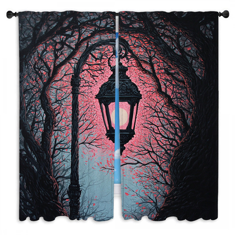 Rideaux de fenêtre lanterne drapés gothiques de nuit - 2 panneaux, L 20 po x L 52 po