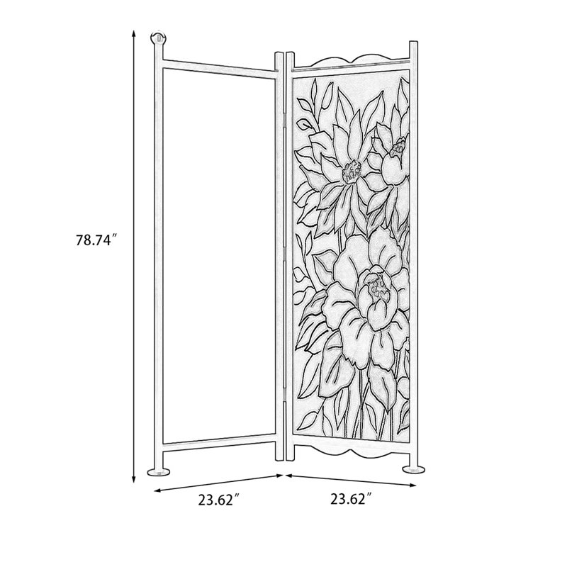 Cloison pliante 1 pièce, H 78,74 po x l 47,24 po x P 1,57 po