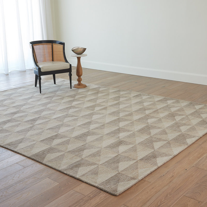 Hand Tufted Wool Geometric Shapes Area Rug in Brown, Rectangle 11' x 14'