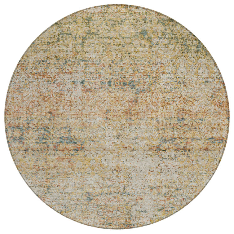 Machine Washable Indoor/Outdoor Xhevrie Gold Rug