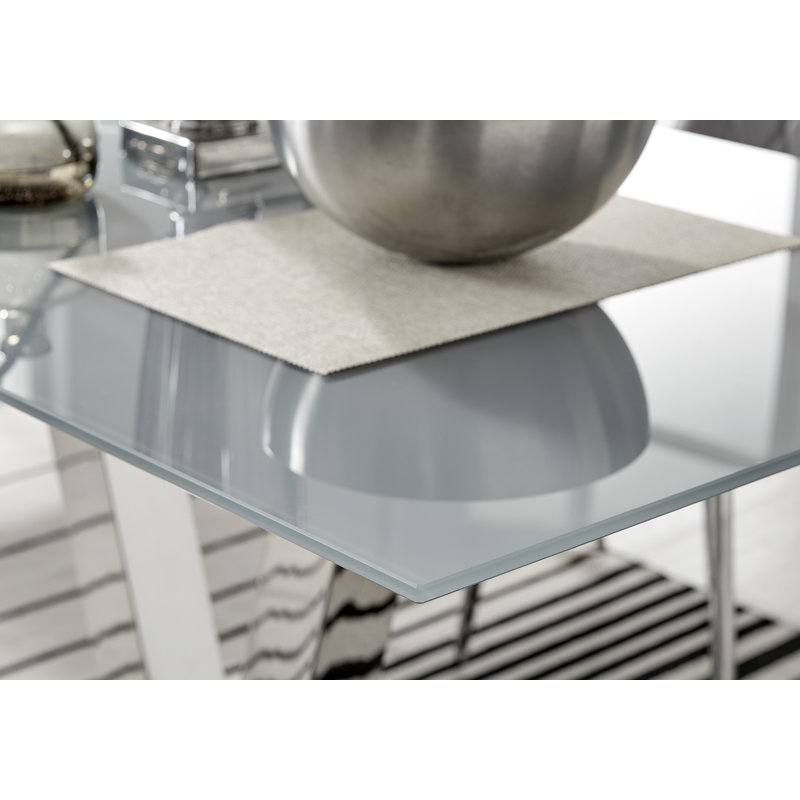 Chowchilla V Glass Dining Table, Grey