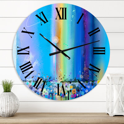 Blue Sky Abstract Landscape II - Modern wall clock