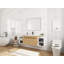 Meuble-lavabo mural avec 2 portes et tablettes de rangement latérales-129705306