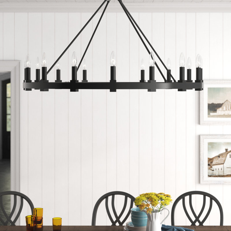 Ostby 16 - Light Dimmable Wagon Wheel Chandelier